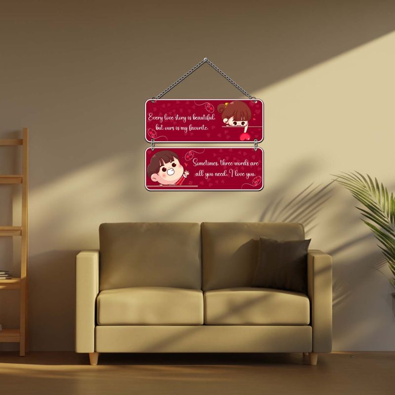 GIFTMEBAZAR Romantic Love Wall Hanging Wall Art Love Theme For Bedroom, Living Room Decoration Gift For Valentines Day, Birthday, Anniversary